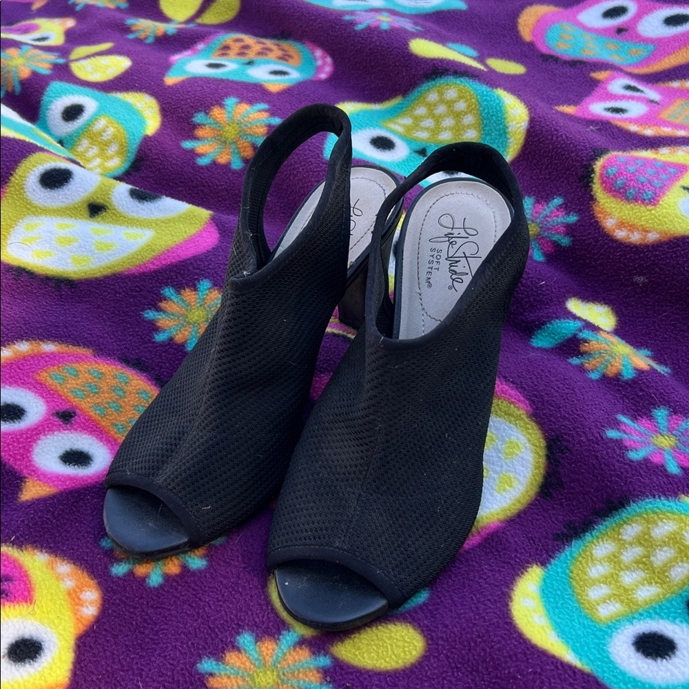 Black Peep Toe Slingback Heels
